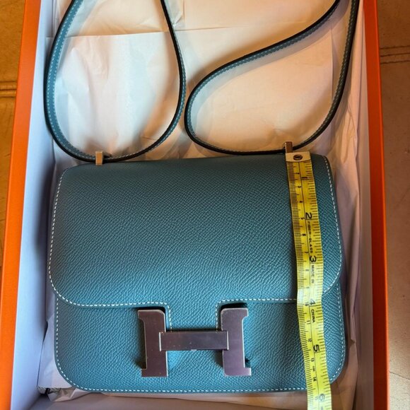 NEW Hermes 2024  Constance Mini Mirror Epsom Calfskin New Blue Jean Bag - Picture 8 of 11